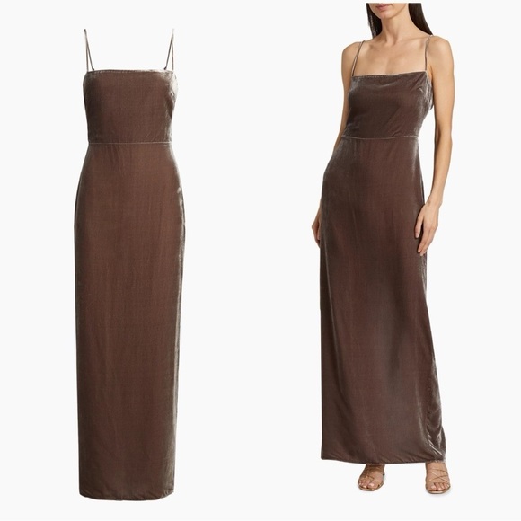 NWT REFORMATION Frankie Velvet Maxi Gown Dark Gray Dress Sz 8 - Picture 1 of 6